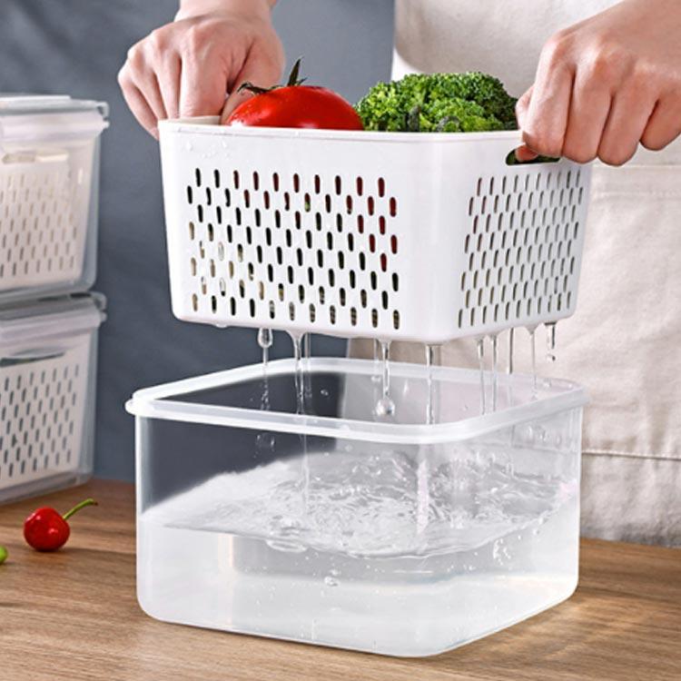 野菜 食品 野菜 密閉ボックス 保存 ざる 収納ボックス 保存容器 ザル 密封キーパー 3個セット 果物 冷..