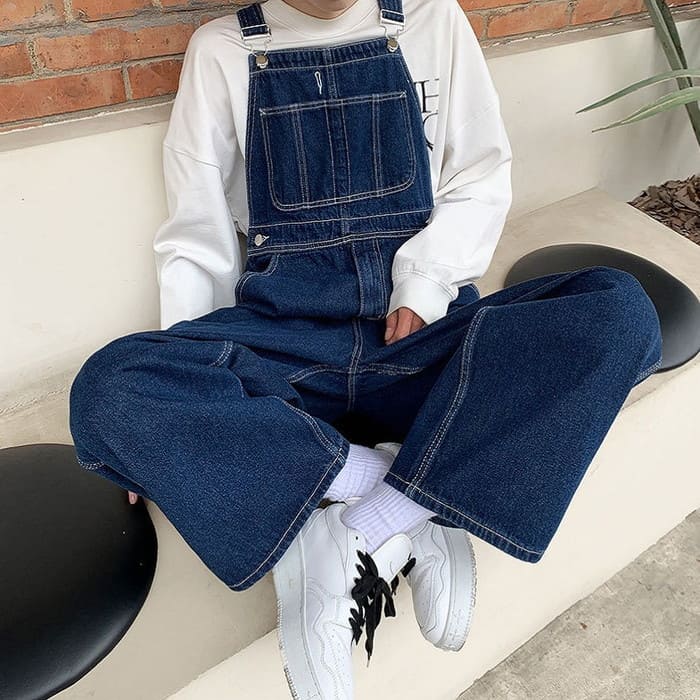 ワイドパンツ ボトムス 韓国 オールシーズン ストリ パンツ サロペット オーバーオール パンツ メンズ デニム サスペンダー 原宿