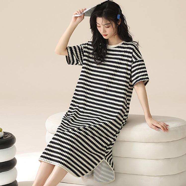 レディース 部屋着 夏 5分袖 ルームワンピース ロングTシャツ 半袖 五分袖 ワンピース ロンT パジャマ 綿 ルームウェア tシャツ