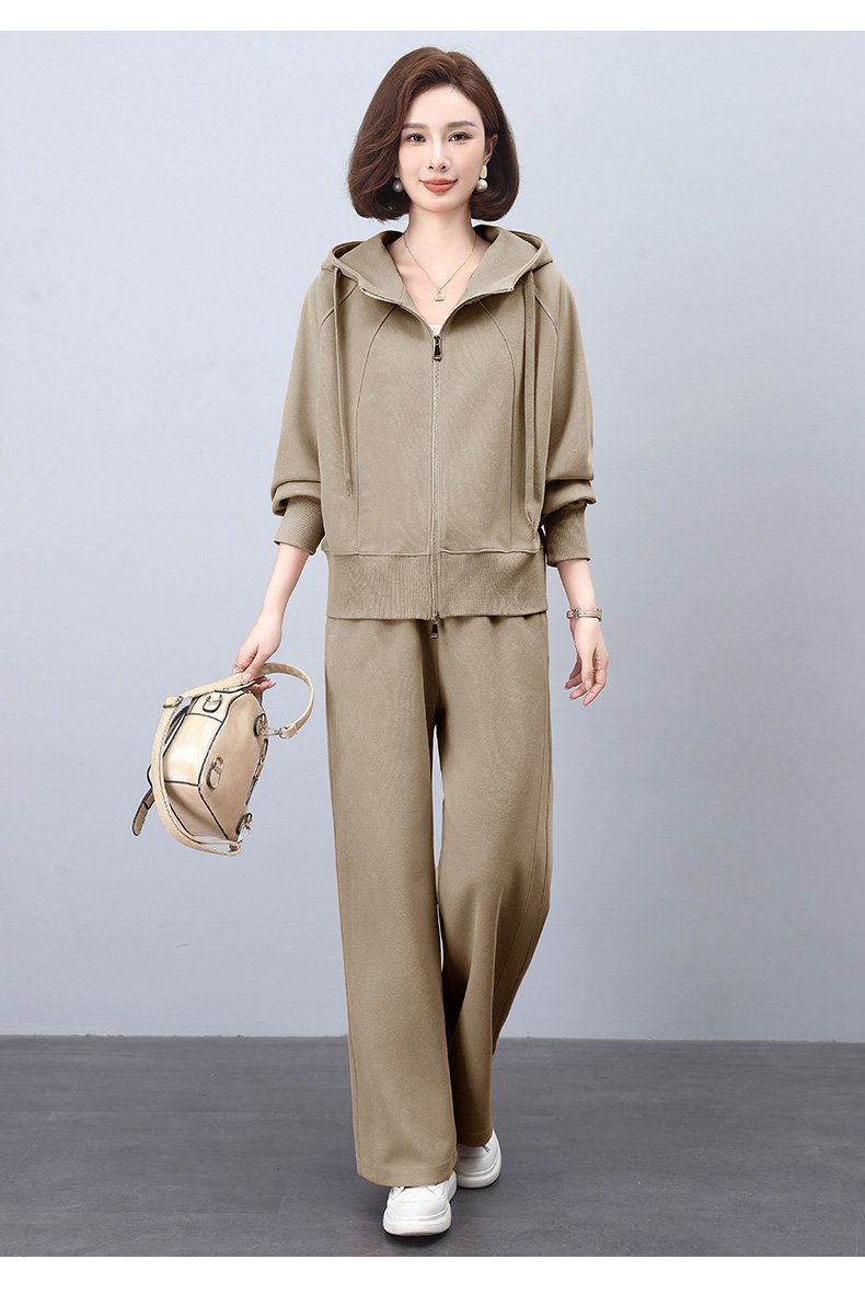 レディース セットアップ ロング 長袖 ファスナー 2way スウェット シンプル カジュアル ラフ 無地 ロングシーズン 通学 お出かけ アウトドア 旅行 休日 普段使い 着回し 定番 ダークグレー カーキ