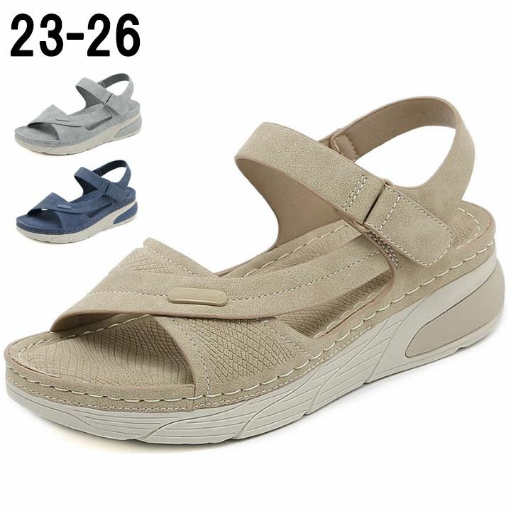 疲れない 安定感 おしゃれ レディース 靴 グレー 歩きやすい サンダル 柔らかい 痛くない ベージ かわ..