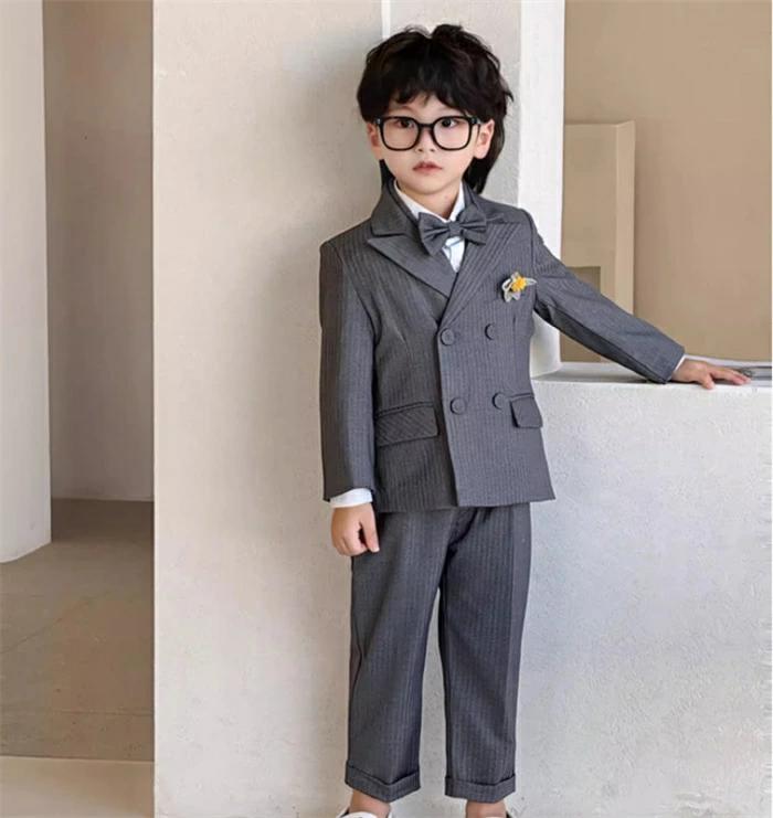 フォーマル キッ 子供スーツ セット スーツ 男の子 ピアノ発表会 4点セット ジャケット+ベスト+ズボン＋蝶ネクタイ 通年 子供