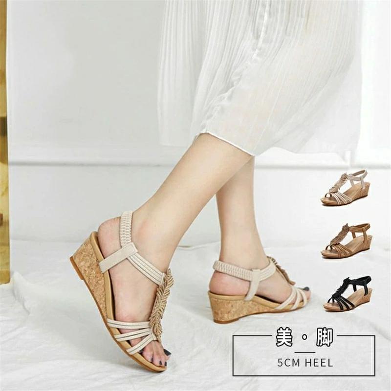 乐天商城 - 5cm サンダル ヒール 脚 厚底 レディース 旅行 レディース ウェッジ ウェッジソール 走れる 歩きやすい 歩きやすい オフィス