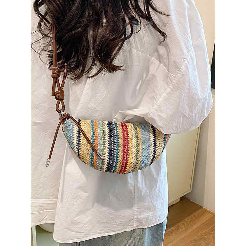 クロワッサン レインブーツ レインボー アンティーク風 ショルダーバッグ 女性用 ブラウン ホワイト クロワッサン 斜め掛け ポシェット レディース ブラック