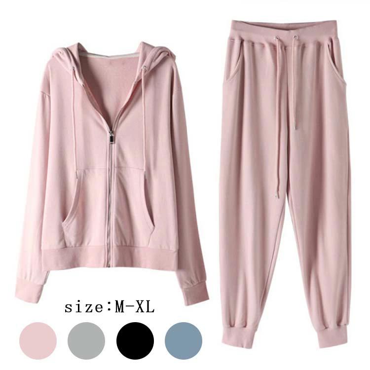 上下 ヨガ セットアップ スポーツウェア 大きいサイズ レディース パーカー スウェット 春 ランニング スポーツ シンプル 秋冬