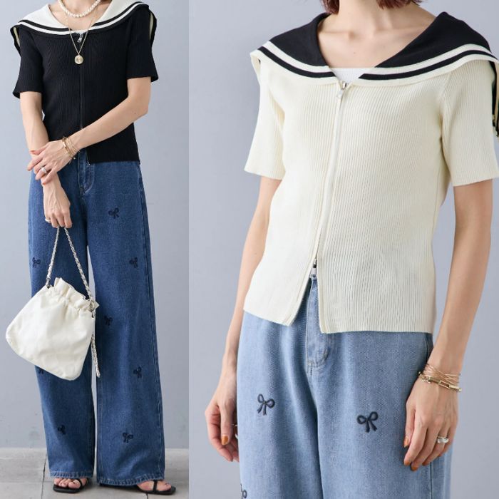 tシャツ シャツブラウス セーラーカラー トップス 春 半袖 レディース シャツ 白 ニット 秋 ブラウス カ トップス 春秋tシャツ