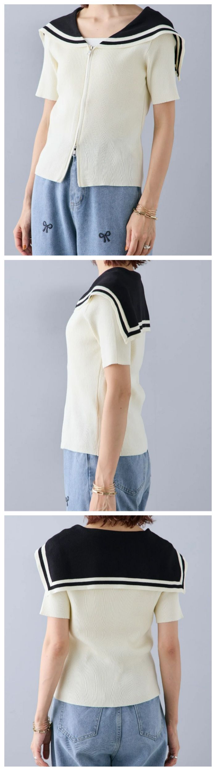 tシャツ シャツブラウス セーラーカラー トップス 春 半袖 レディース シャツ 白 ニット 秋 ブラウス カ トップス 春秋tシャツ