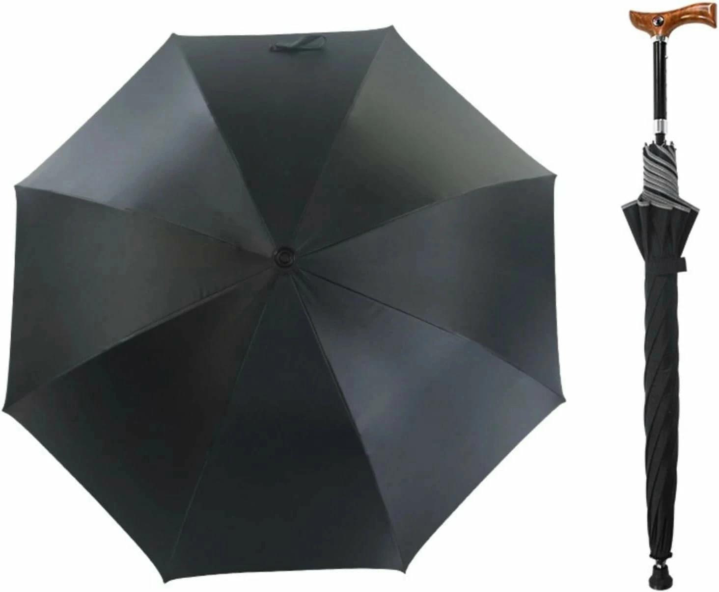 多機能 滑り止め 防風傘 超撥水 歩行杖傘 傘 長傘 アウトドア 松葉杖傘 超軽量 8本骨傘 登山傘 梅雨対..