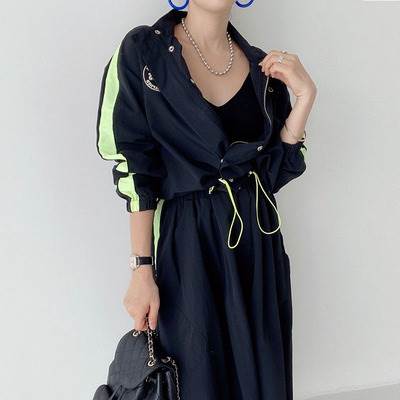 Long-Sleeved - ライン ラ 送料無料 アウター 個性的 ロングスカート 長袖 レディース シンプル スポーティー 上下セット カジュアル ジャンパー