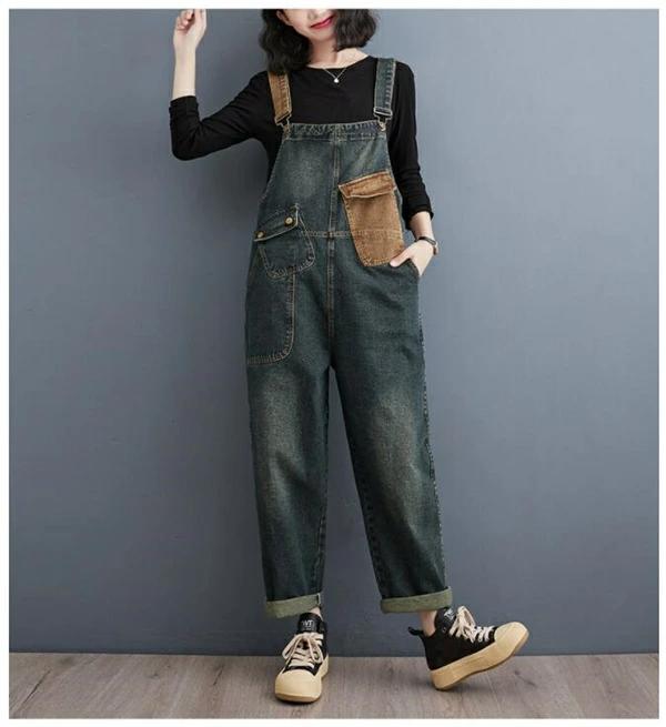 ジーパン サロペ 人 オールインワン ポケットワイド ノースリーブデニムオールインワン パンツ 無地 デニム コットン サロペット