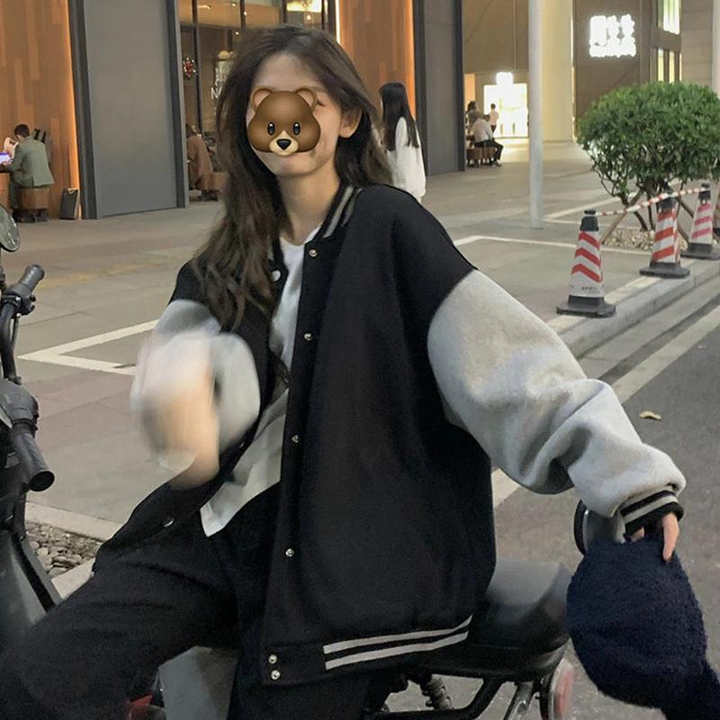 スタジャン スタジアムジャケット コート レディース ゆった 裏起毛 ジャケット 春アウター スタジアムジャンパー ライン 秋冬(4)