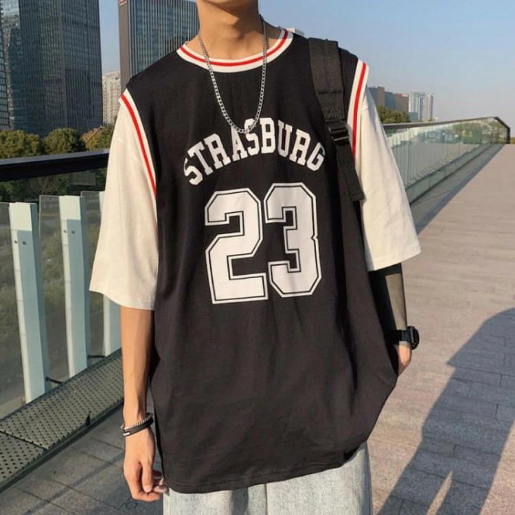 韓国 バスケ ゼッケン ビッグ 6181 トップス 夏 Tシャツ 高校生 シャツ ダンス ストリート 半袖 男子高生 スタ 男 大きいサイズ