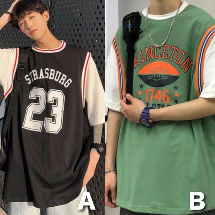 サンウェーブの韓国 バスケ ゼッケン ビッグ 6181 トップス 夏 Tシャツ 高校生 シャツ ダンス ストリート 半袖 男子高生 スタ 男 大きいサイズ｜アングル3