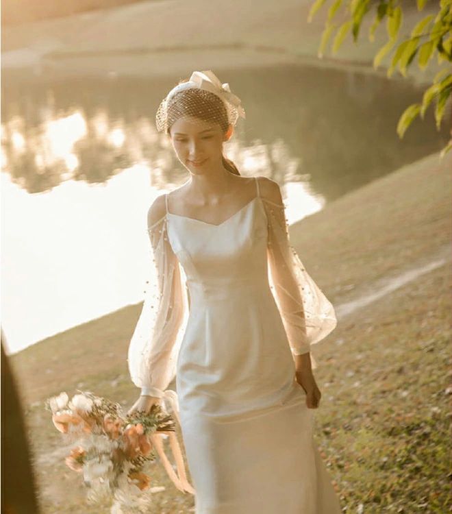 レース ウェディングドレス ウエディングドレス 披露宴 花嫁 二次会 卒業 結婚式 パーティードレス お呼ばれワンピース 同窓会