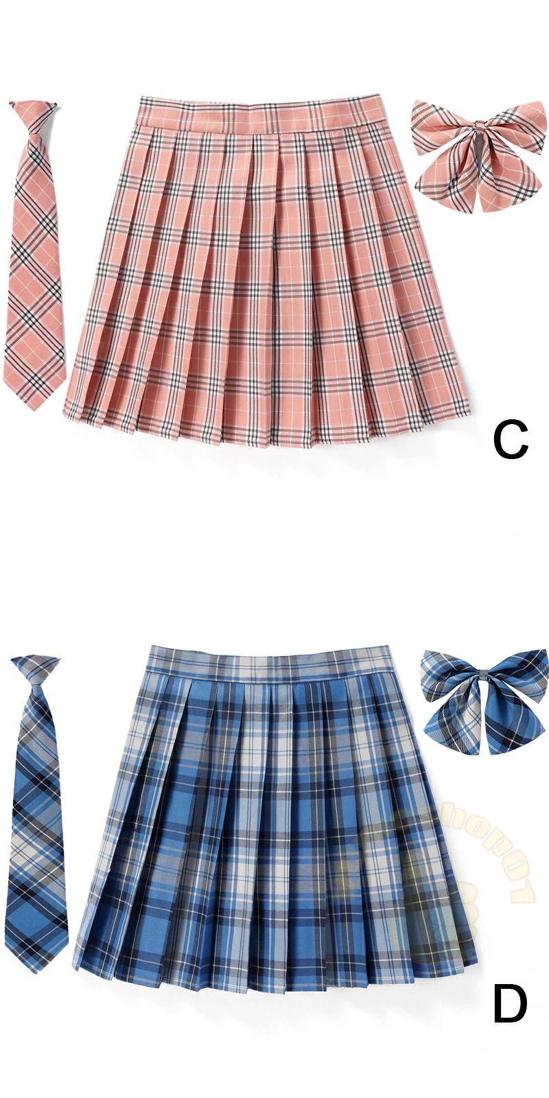 制服 学生制服スカート 3点セット チェック柄 プリーツスカート(スクール?制服)　蝶結び+ネクタイ付き 女子高生スカート レディ