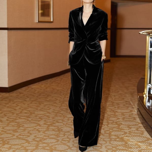 ベルベッドスーツ お呼ばれセットアップ パーティードレス ファッション テーラードジャケット 韓国 パ..