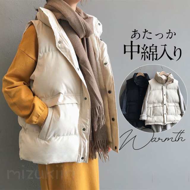 レディース ダウンジャケット 秋冬 ダウンベスト ベスト アウター 防寒 中綿入り あたっか 暖かい ノースリーブ 軽量 中綿ベスト