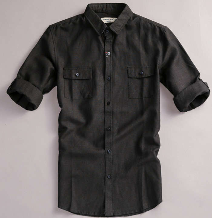 スキニー風 春夏服 カジュアルシャツ shirt 綿麻 リネンシャツ M-2XL 秋物 無地 新品 トップス メンズ 七分袖シャツ 涼しい