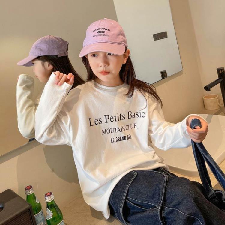 男の子 小学生 プリント 女の子 おしゃれ ロ 長袖Tシャツ 中学生 英字プリント 丸襟 小学生 ロングTシャツ カットソー 薄手 子供