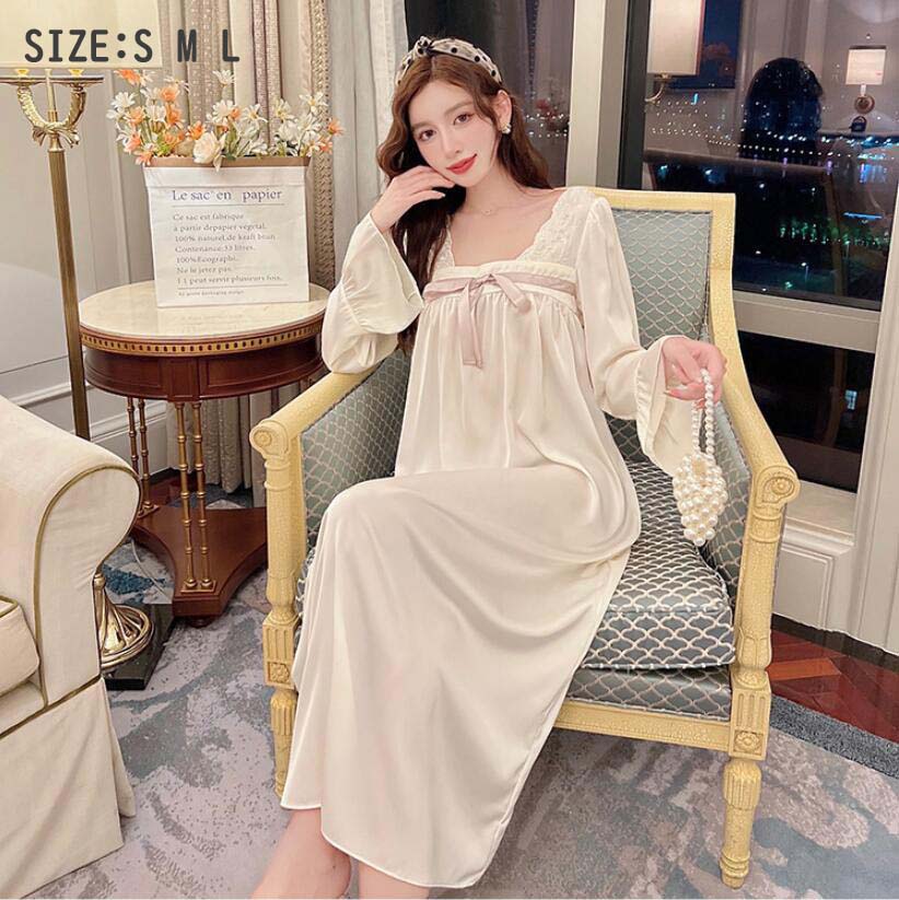 ルームワンピース 可愛い パジャマ レディース 長袖ワンピース ネグリジェ L 寝間着 快適 ルームウェア M S 部屋着 ナイトウェア