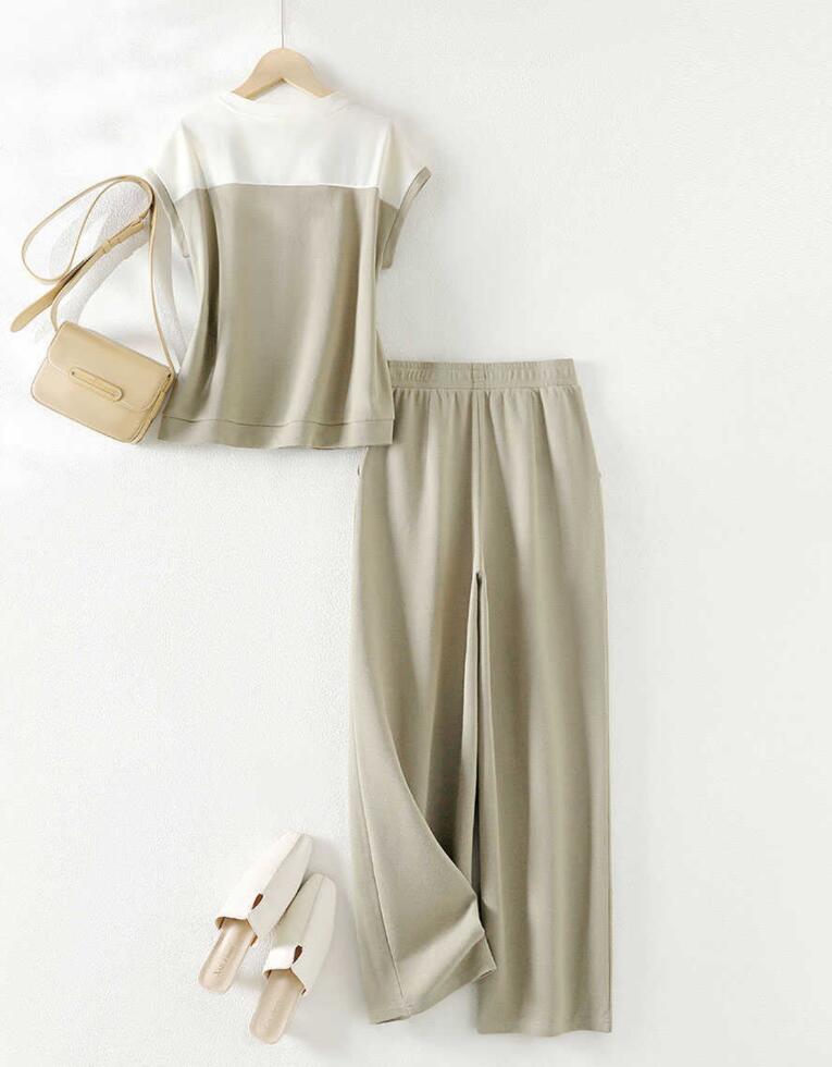 エレガント 上下セット 上品 通勤お出かけ レディース きれいめ 上着＋パンツ 半袖 お呼ばれ カジュアル 2点セット 夏秋 半袖