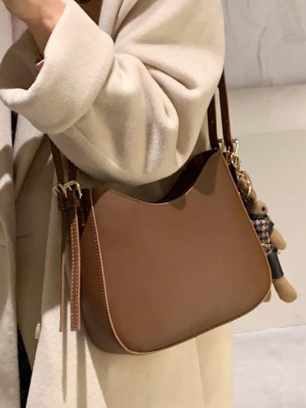 ビジネス きれいめ ハンドバッグ 小さめ 斜めがけ レディース 通勤 ショルダーバッグ 横型 バッグ シンプル スクエア型 レトロ(4)