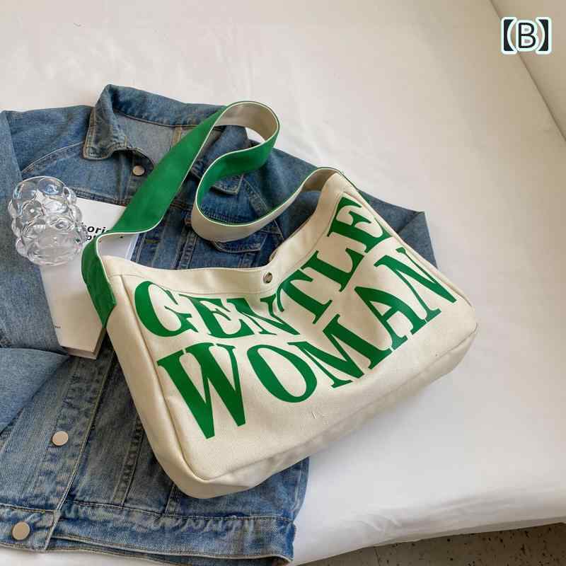 帆布 ショルダーバッグ 横型 バイカラー バック カジュアル ワンショルダー レディース かわいい トートバッグ キャンバス A4 斜