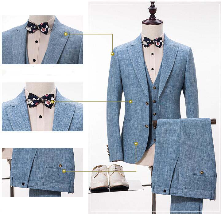 ジャケット+パンツ+ベスト スタイリッシュスーツ 通勤 ビジネス 男性 3ピース 花息子 結婚式スーツ スリム 上下セット 3点セット