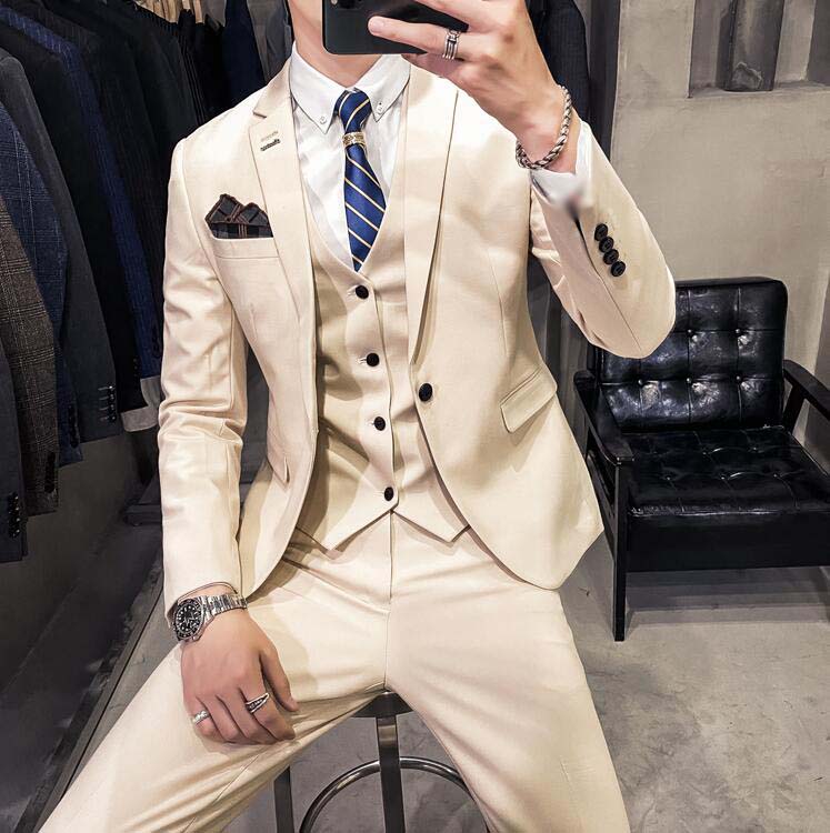 3点セット スーツセット シ 3ピーススーツ カジュアルスーツ メンズ イギリス風 ジャケット+ベスト+パンツ 結婚式スーツ スリム