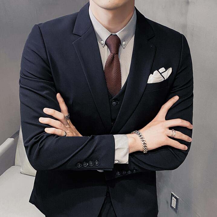 上下 3点セット 韓国風 シングルスーツ 紳士服 スーツセット 冠 ジャケット+ベスト+パンツ メンズスーツ ビジネススーツ 3ピース
