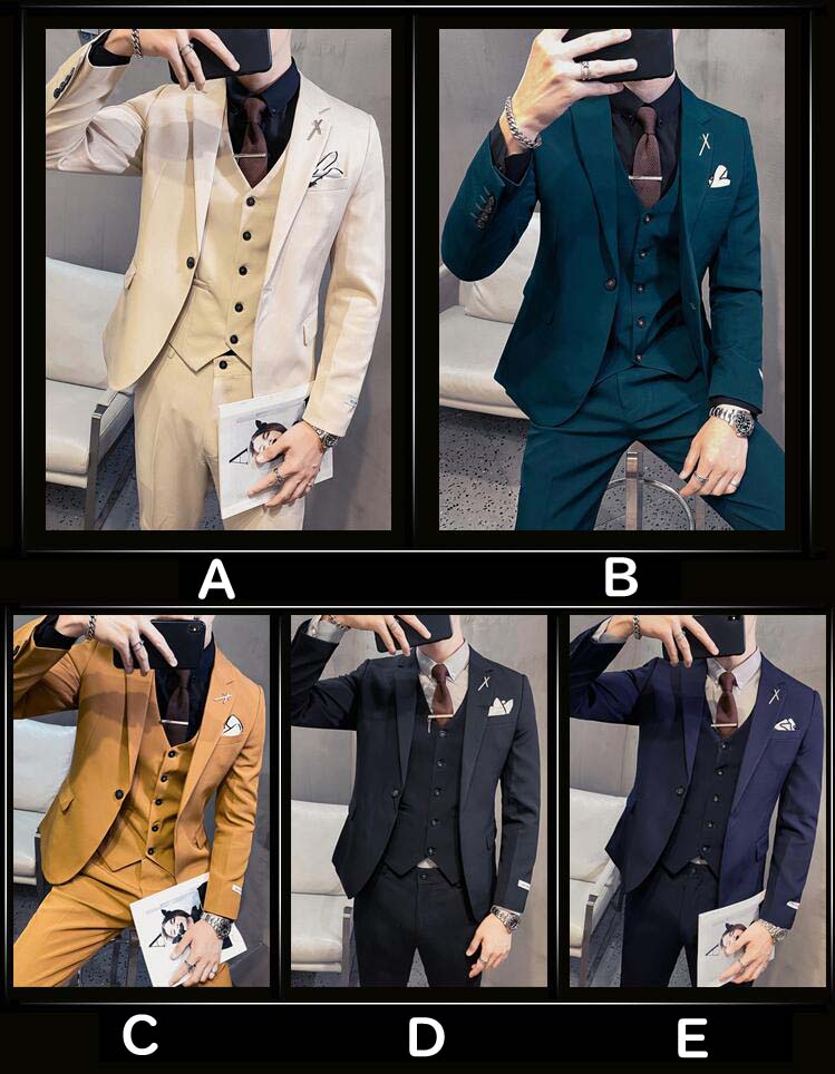 上下 3点セット 韓国風 シングルスーツ 紳士服 スーツセット 冠 ジャケット+ベスト+パンツ メンズスーツ ビジネススーツ 3ピース
