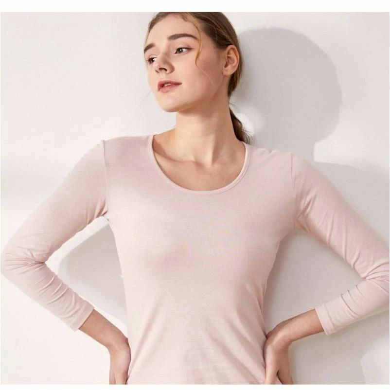 シルク インナーセット レディース 秋冬 長袖 10分丈 ルームウェア ナイトウェア 上下セット 部屋着 薄手 伸縮性 ゆったり 無地