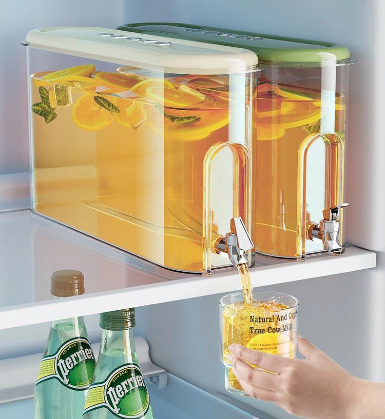 お茶ポット冷水筒 広口 4L 透明 ドリンクサーバー 蛇口付 冷蔵庫ポット 蓋付き 麦茶ポット ピッチャー ..