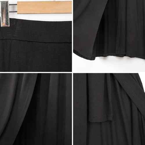 モーダルスカート美脚 深スリットスカート 薄手春夏スカート フレアスカート ウエストゴム ハイ きれいめカジュアル レディース