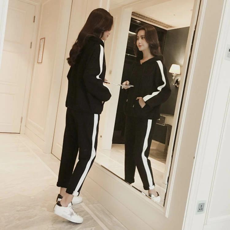 秋冬 体型カバー レディース シンプル ルームウ 部屋着 無地 パンツセット 長袖 ロングパンツ スウェットパーカー セットアップ