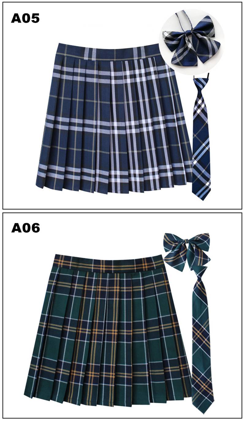 チェック ギンガムチェック スカート プリーツスカート 制服 スクールスカート 大きいサイズ 43cm ネクタイ スカート ボウタイ