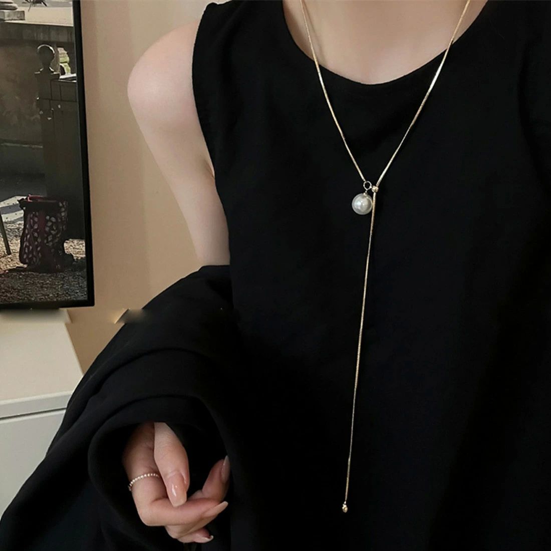 華やか 調整 ファッション 輝き アレンジ可能なパールループタイプネックレス アクセサリー おしゃれ 大人 上品 パール スライド