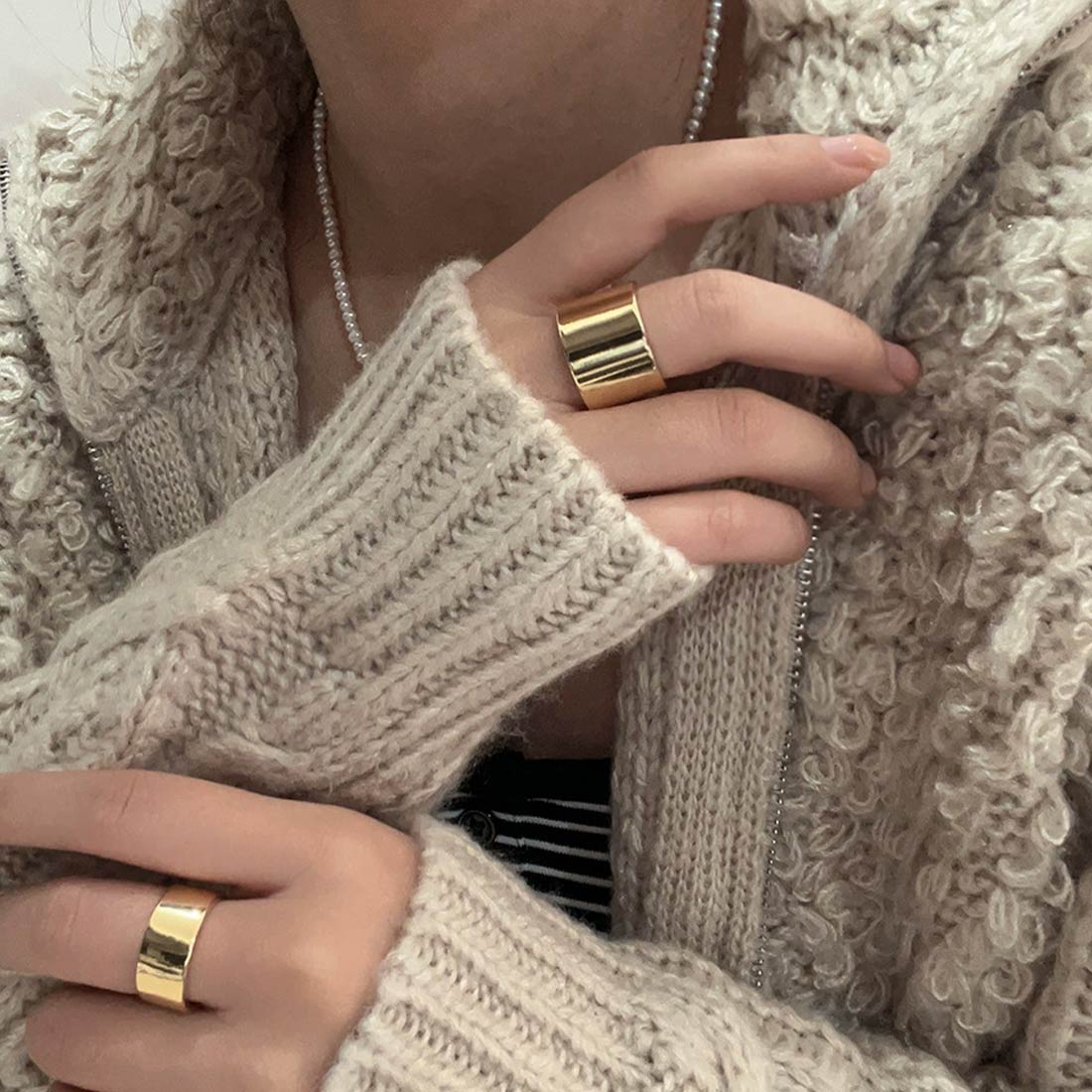 トレンド シンプル モード 輝き こなれ感 幅広いスタイルにすっとなじむメタルリング アクセサリー おしゃれ メタル 華やか 上品