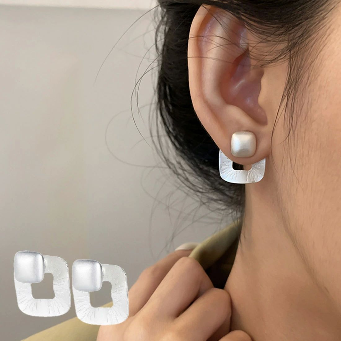 アクセサリー カジュアル 洗練 オフィスにもぴったりなスクエアメタルピアス 2次会 存在感 両耳用 結婚式 上品 綺麗め シンプル