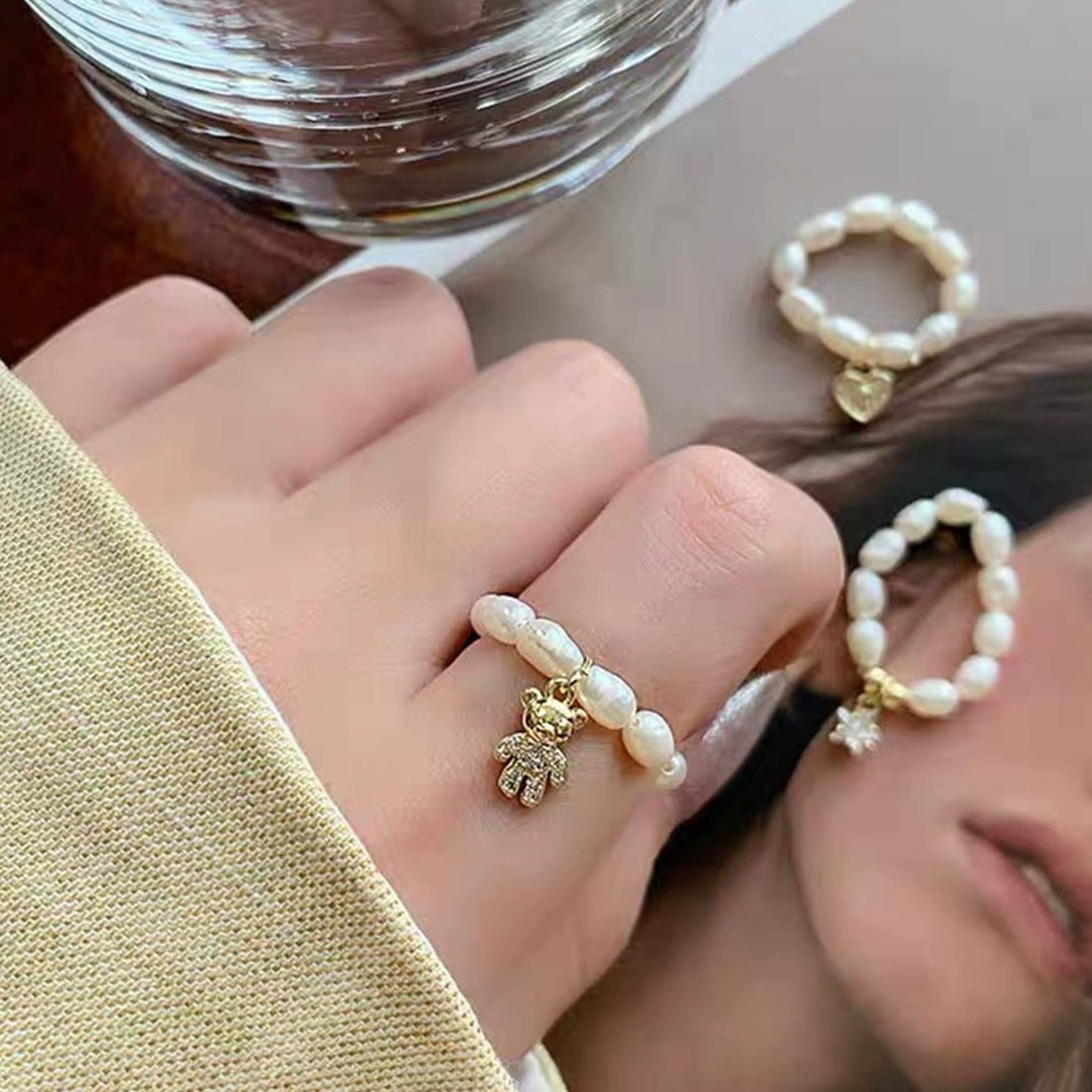 おしゃれ 小粒パール 華やか 優雅 アクセサリー 上品 上品な輝きがかわいいパールラインリング 指輪 大人かわいい 指元 リング