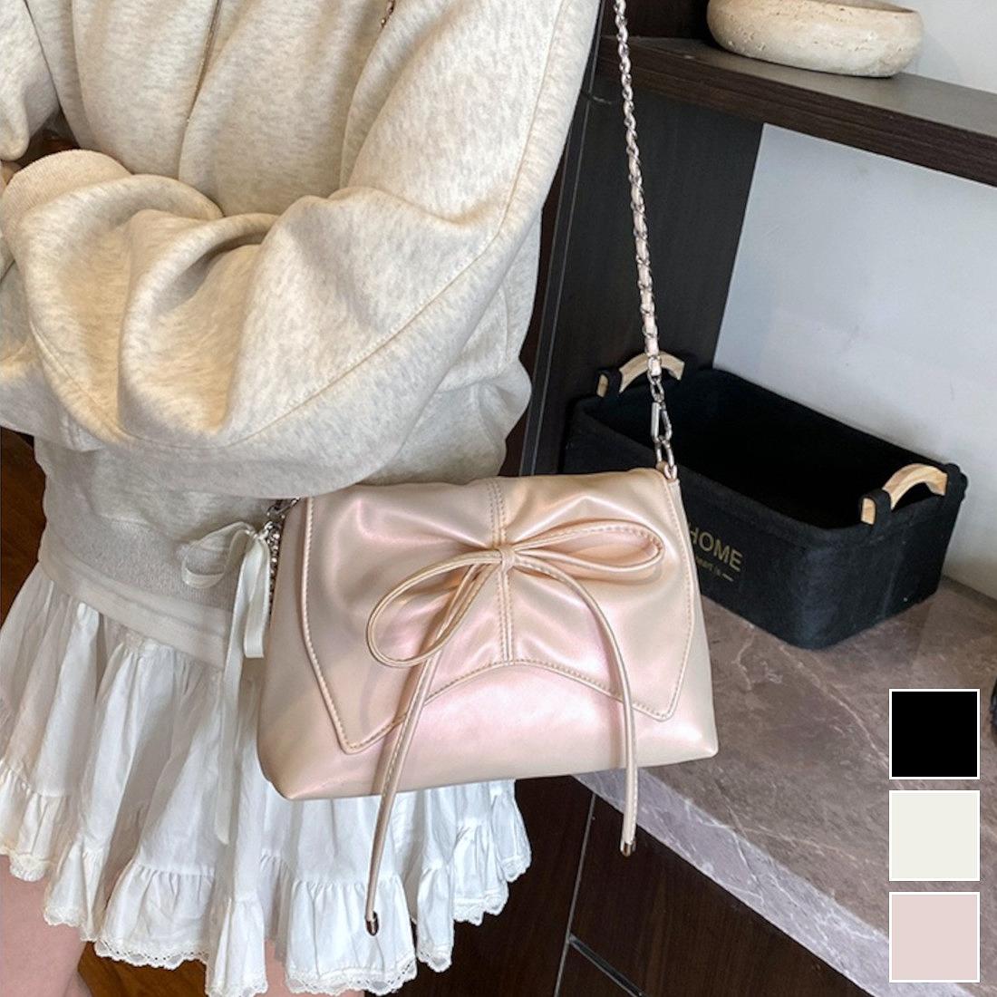 オフィス 機能性 鞄 ファッション雑貨 リボンアクセントショルダーバッグ ペットボトル 肩掛け お出か A4サイズ 斜めがけ 大容量