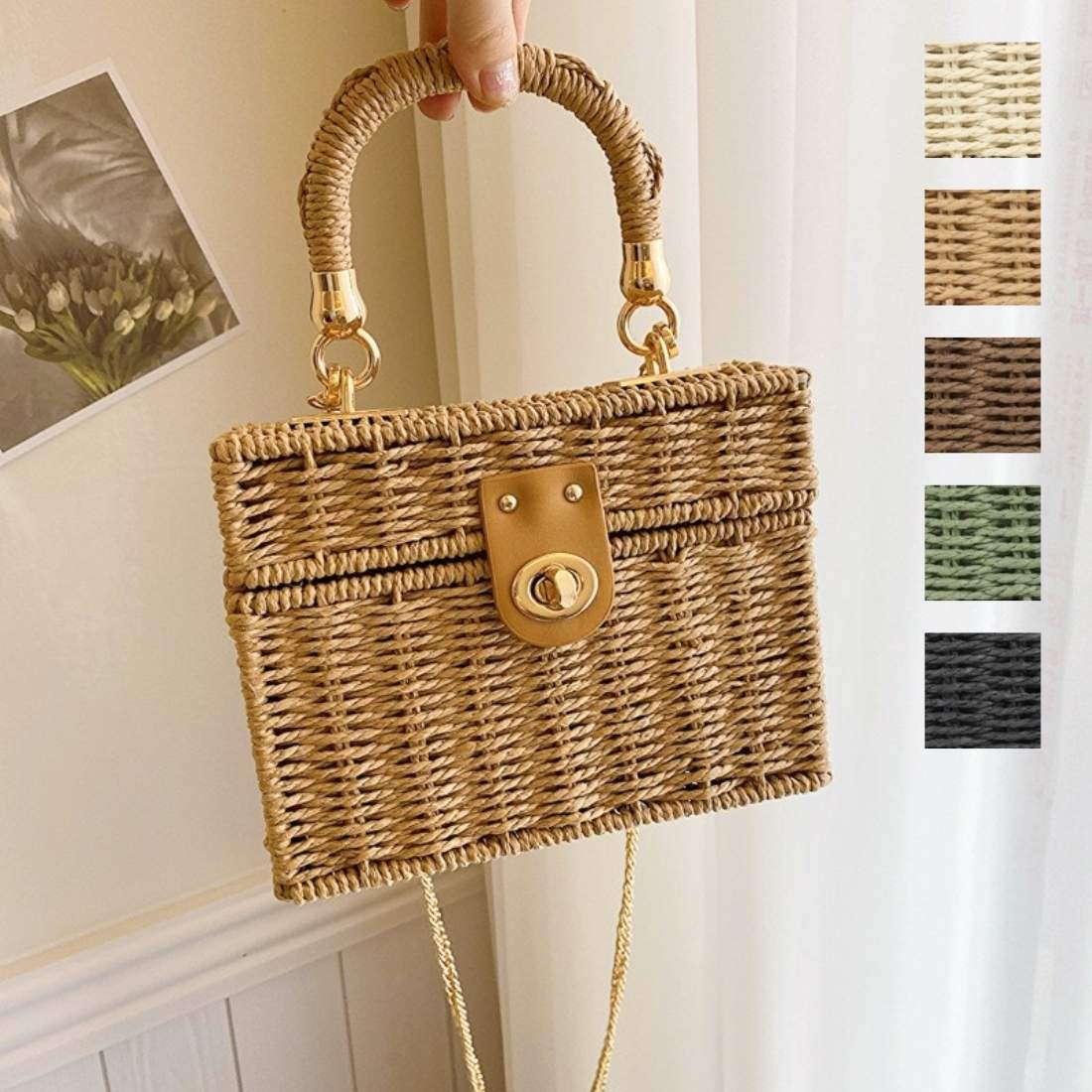 ファッション雑貨 メタルチェーンストラップ 鞄 おしゃれ ボックス 上品なショルダー×ハンド2wayかごバッグ 上品 四角 スクエア