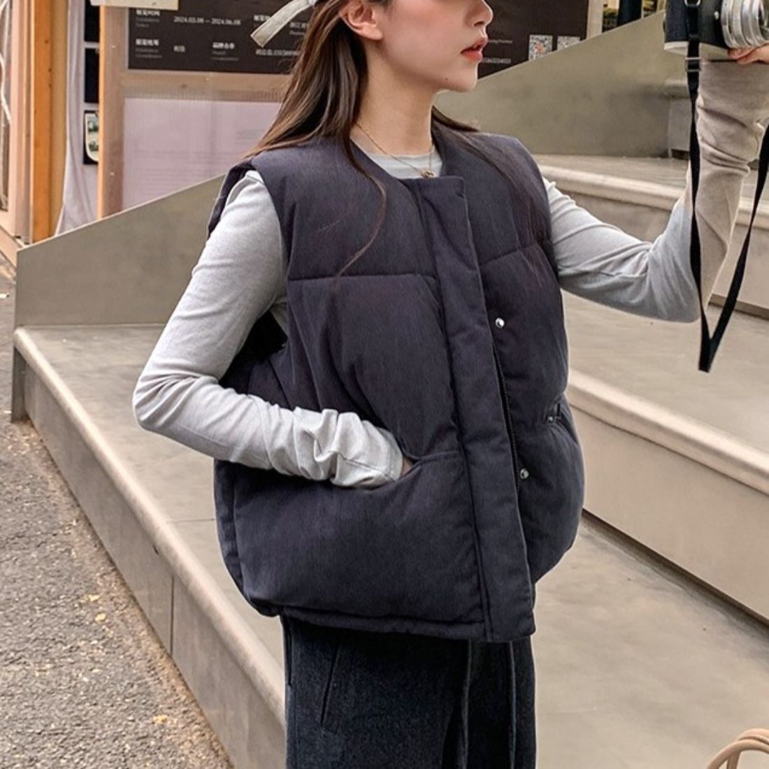 ダウンベスト ダウンコート ノースリーブ ざっくり重ねて旬レイヤードを楽しめるショートベスト アウター ライトアウター コート