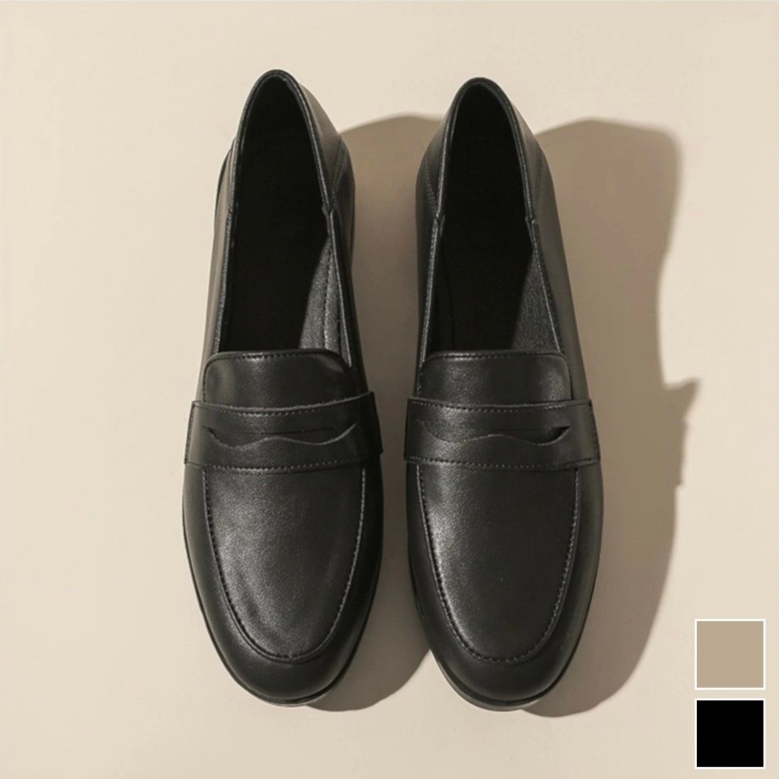 本革ローファー フラットソール 英国スタイル ソフトソールレザーシューズ レトロ