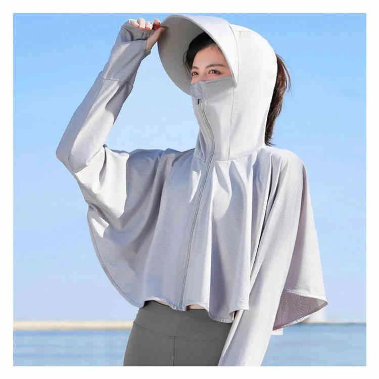 ショート丈 ラッシュガード パーカ 短ツバ マスク一体型 涼感素材 UVパーカー フェイス 長袖 UPF50+ 涼感素材 おしゃれ UVカット