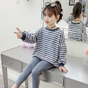 丸首 長袖 キッズ Tシャツ ベビー 子供服 こども服 ボーダー柄 女の子 キッズ 女の子 子ども服 ロングTシャツ トップス/TOPS