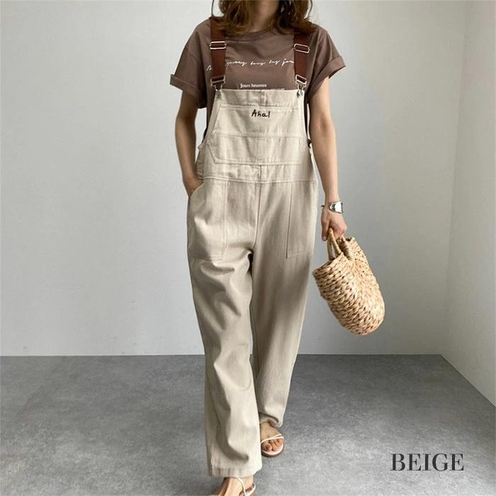 サロペット パンツ レディース オーバーオール つなぎ うさ耳 夏 ゆったり かわいい ブルー