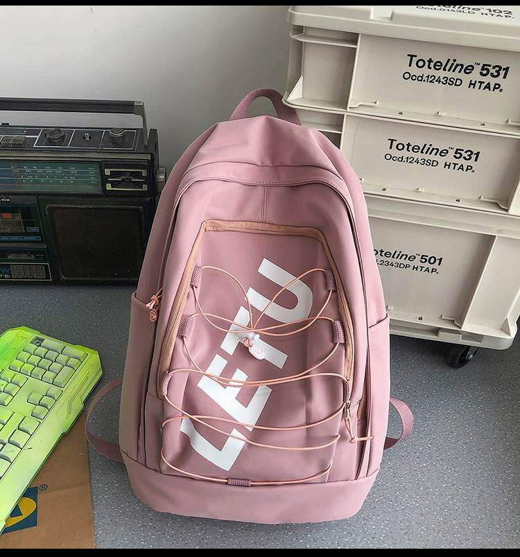 縦型 大容量 bag ジッパー バッグパック レトロ A4 リュック ロゴ レディース バッ...