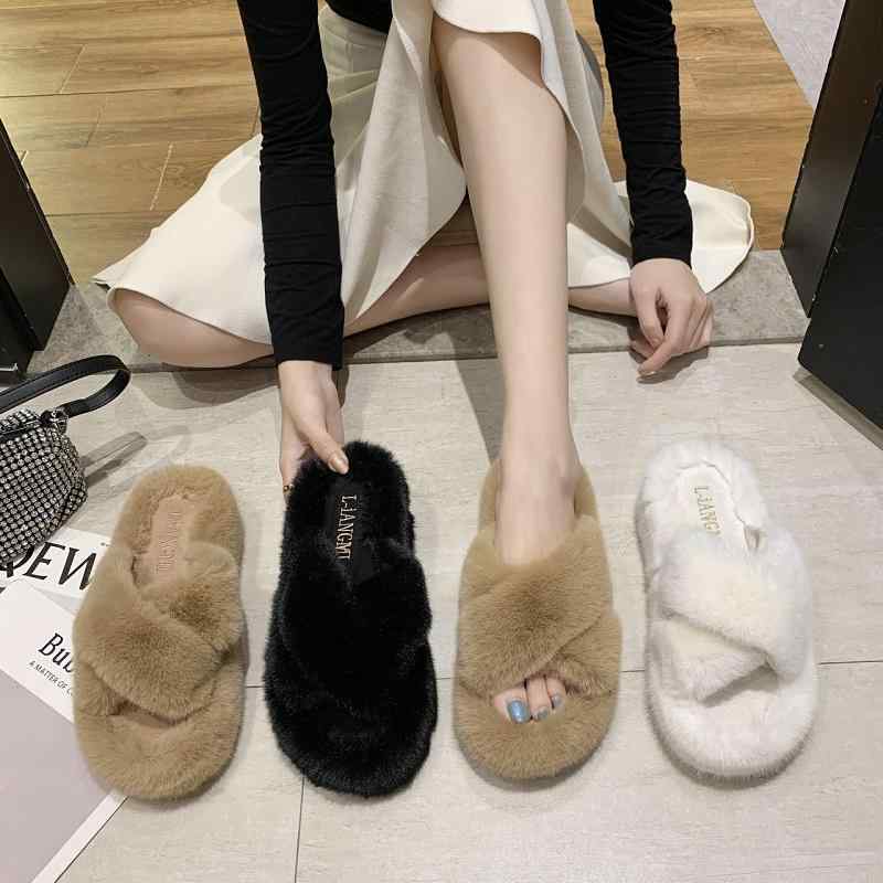 シューズ もこもこ サンダル カーキ レディース 白 ルームシューズ 室内 厚底 黒 フェイクファー 韓国風 かわいい 無地 おしゃれ