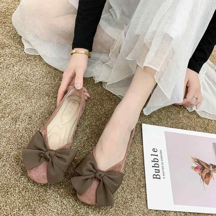 バイ ローヒール スクエアトゥ 冬 リボン ぺたんこ 秋 かわいい パンプス パンプス レディース シューズ 歩きやすい 靴 柔らかい